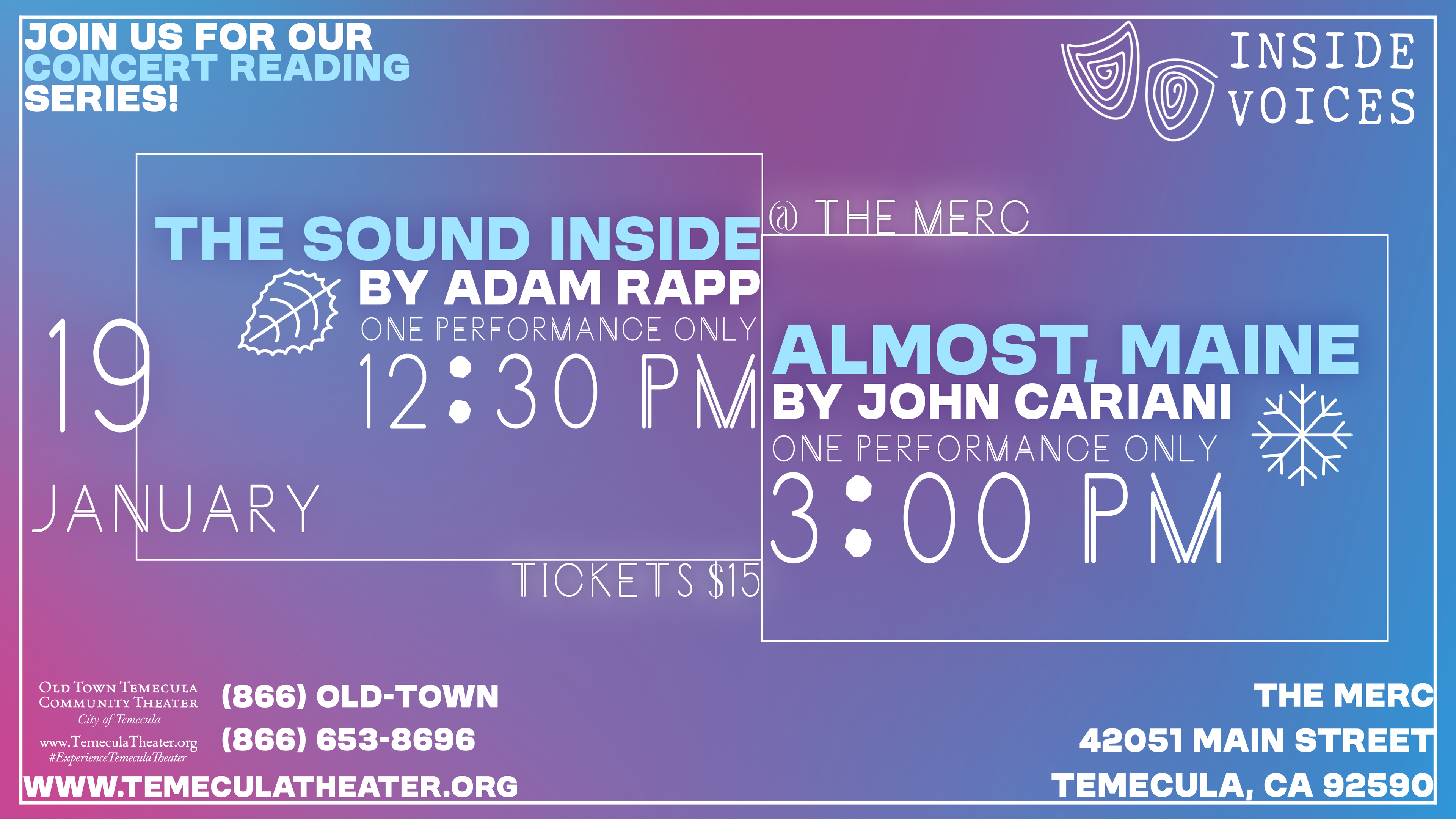 Inside Voices Ensemble prior season concert reading series poster